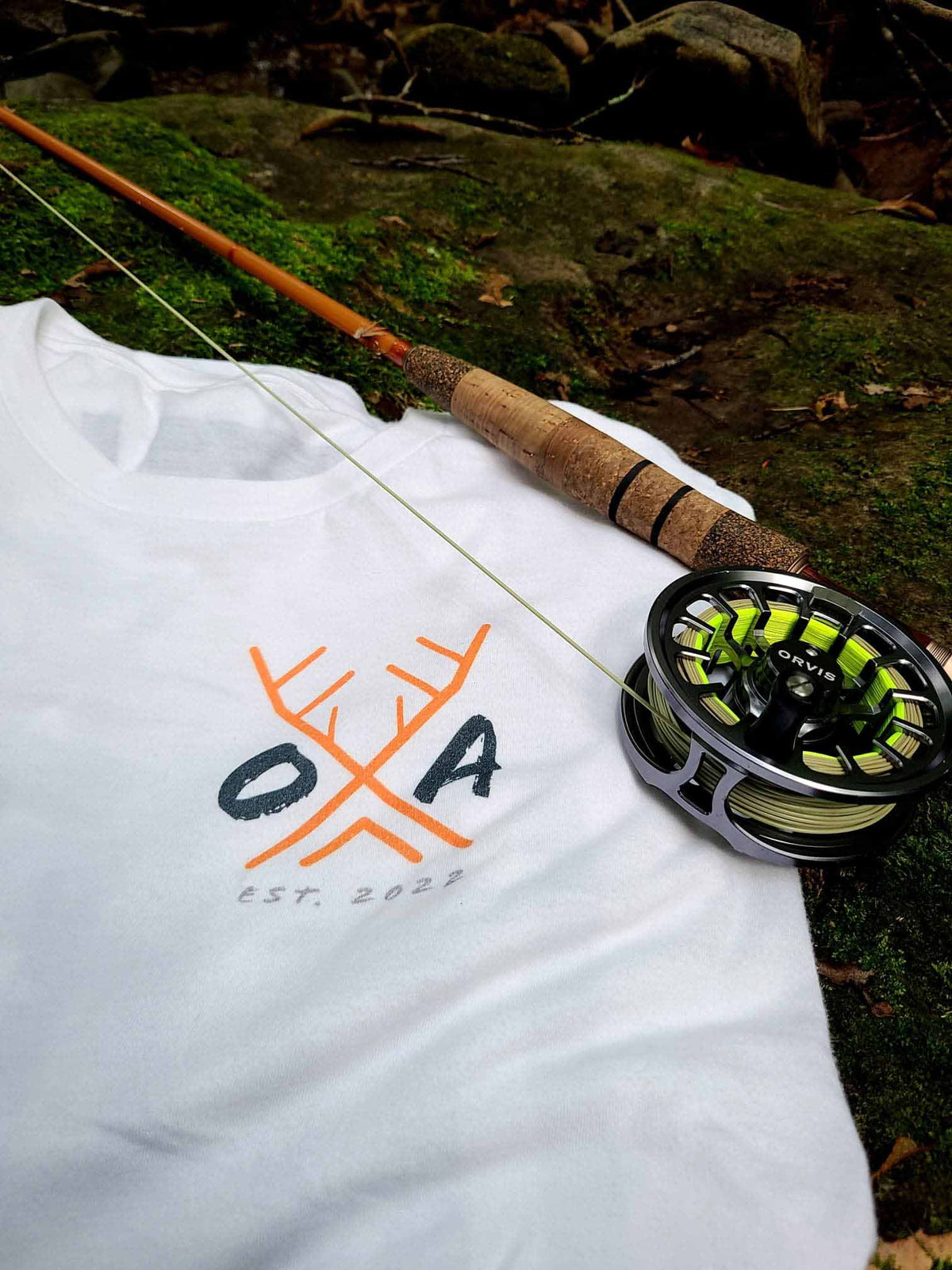 ordinary appalachia logo t shirt fly fishing rod